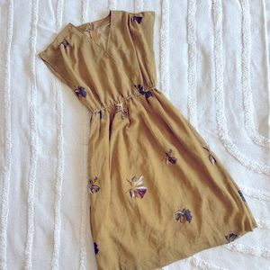 Vintage Cap Sleeve Dress from Amsterdam, beautiful Deep Mustard, Size S